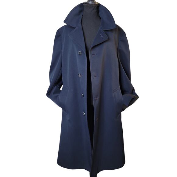 VTG Rothschild's Mens Big & Tall Navy Trench Coat Jacket Removable Liner✨️42L - Picture 1 of 16